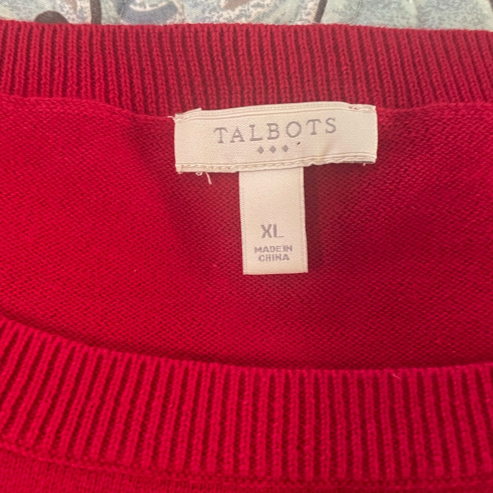 Talbots Red Crewneck Sweater with Dachshund Motif - Picture 3 of 5